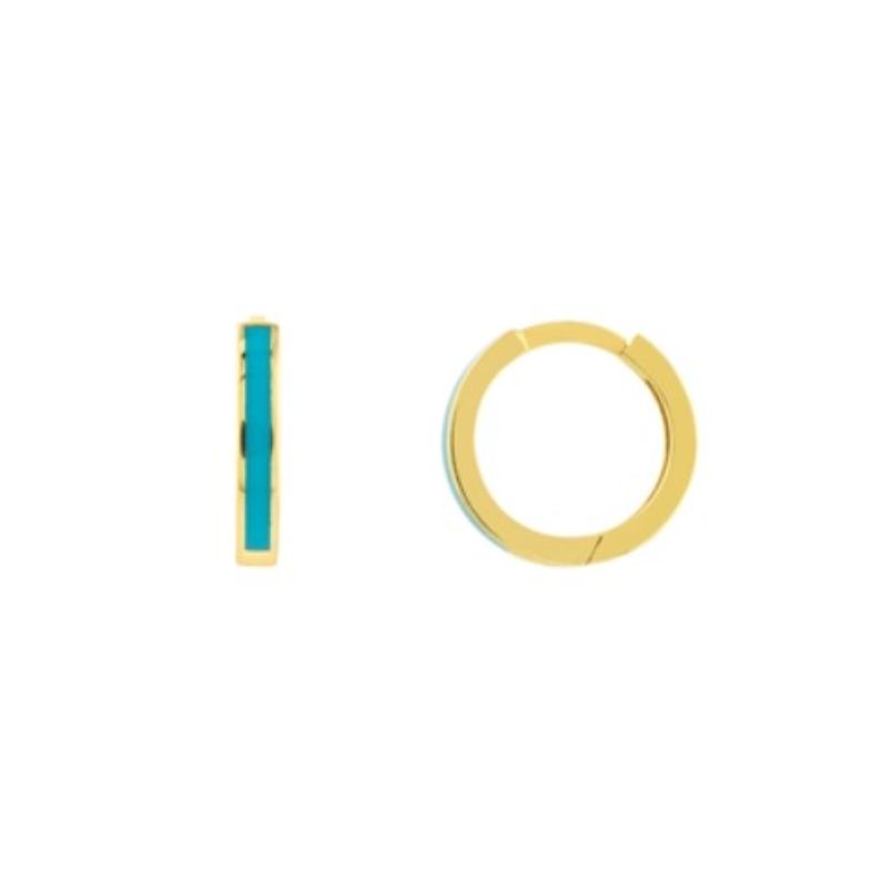 Turquoise Enamel Huggie Hoop Earrings