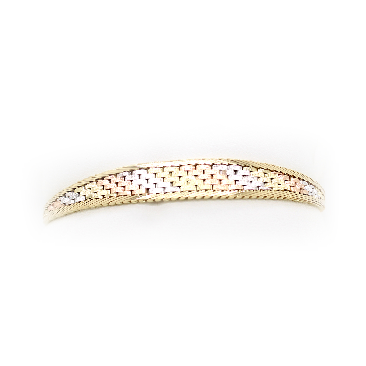 Estate 14 Karat Tri-Color Gold Tapered Woven Bracelet