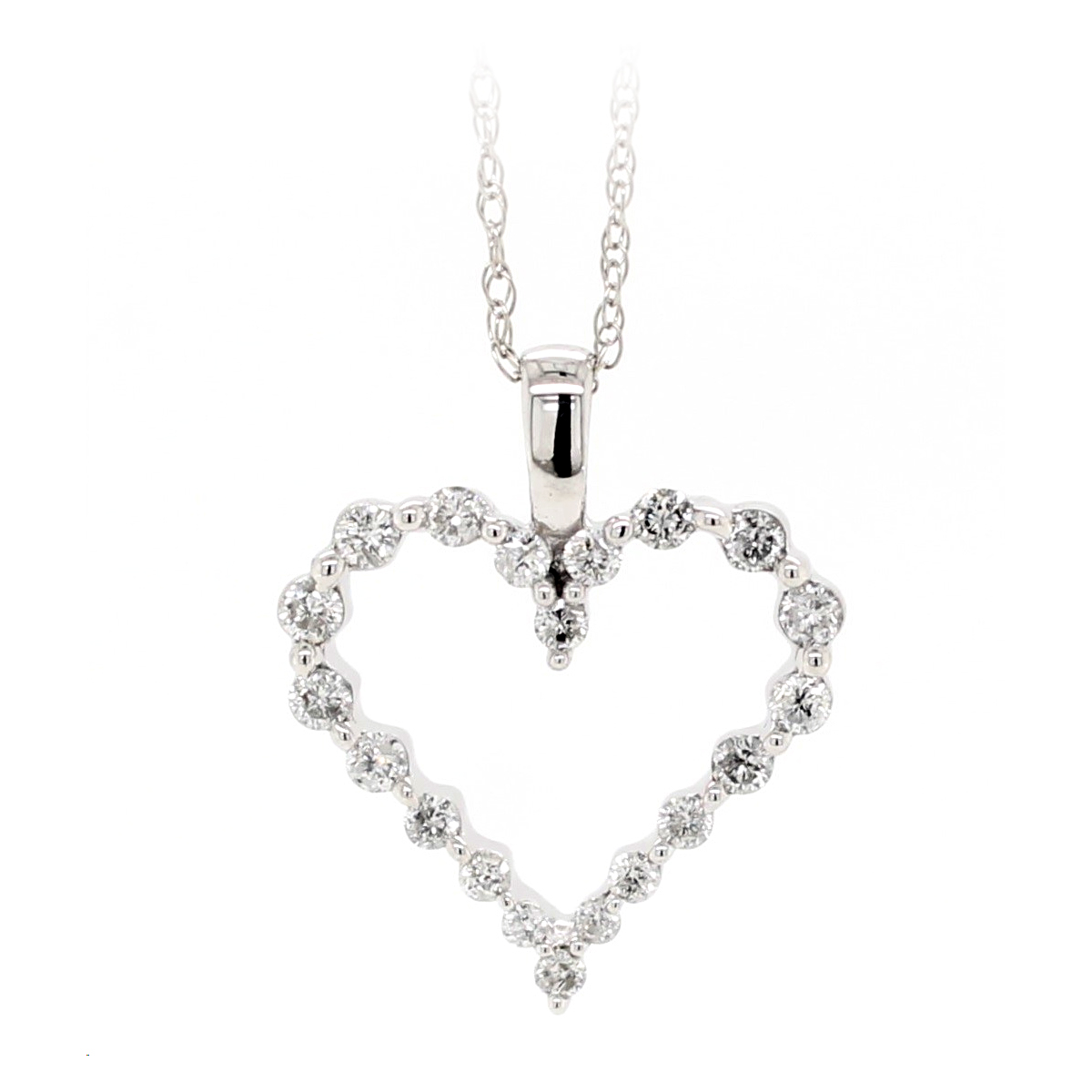 SK Diamonds Open Heart Shaped Diamond Pendant Necklace