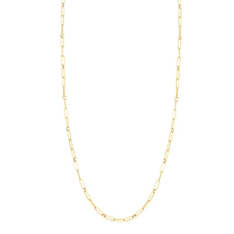 Roberto Coin 18  karat yellow gold paperclip necklace measuring 17" long from the Designer Gold collection